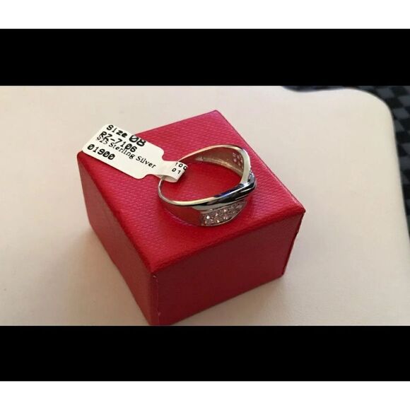 1 Ct Pave Round Cut Sim Diamond Crossover Band Ring Sz 8~Platinum/925 SS - Picture 2 of 3